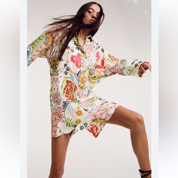 Zara Floral Tropical Baggy Romper Size S - Picture 8 of 14